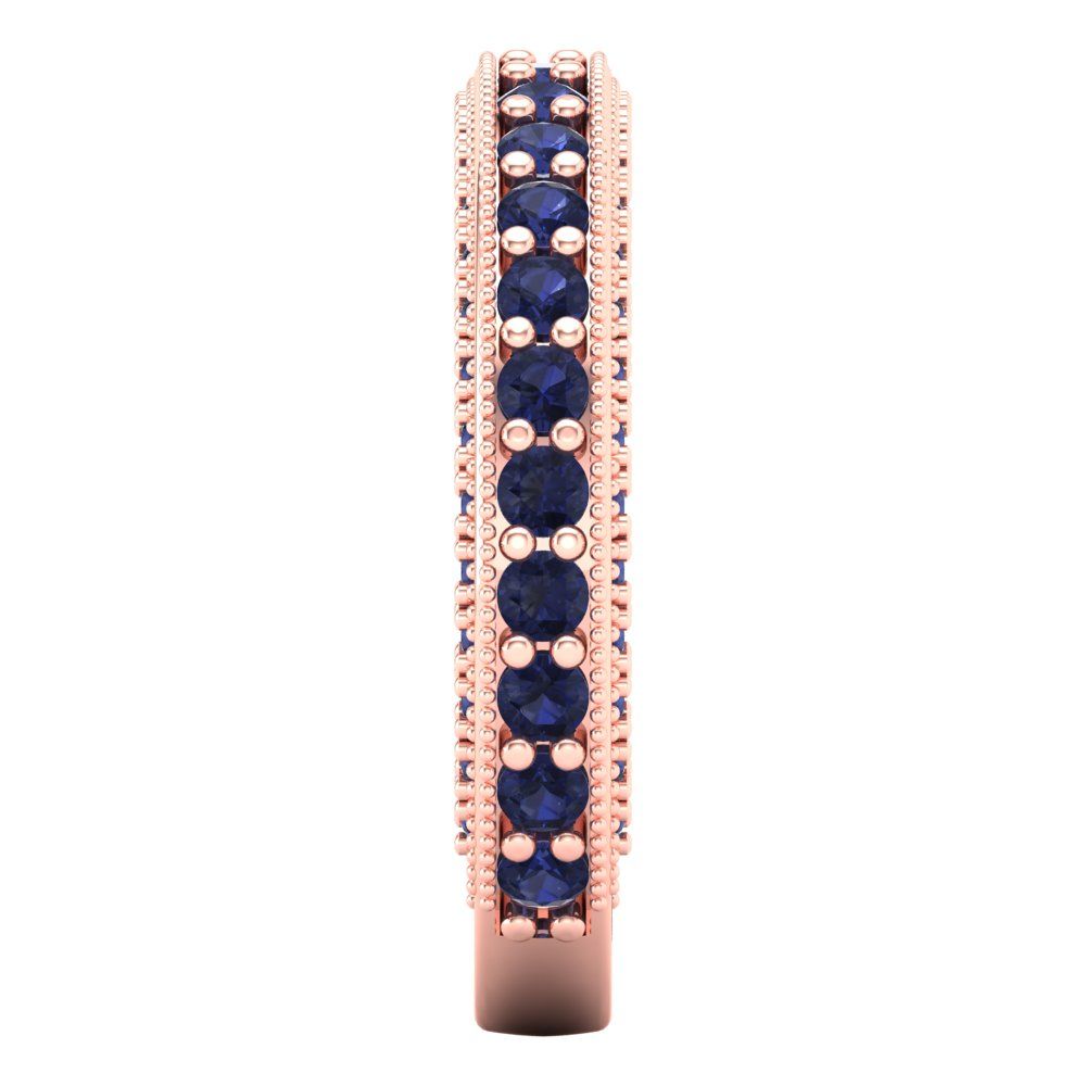 1.44 cttw Simulated Blue Sapphire Round Cut Rose Gold Eternity Wedding Band