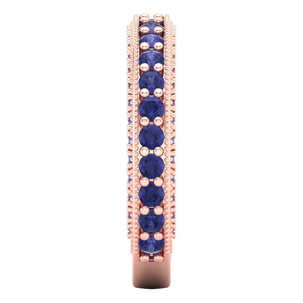 1.44 cttw Simulated Tanzanite Round Cut Rose Gold Eternity Wedding Band