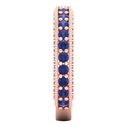 1.44 cttw Simulated Tanzanite Round Cut Rose Gold Eternity Wedding Band