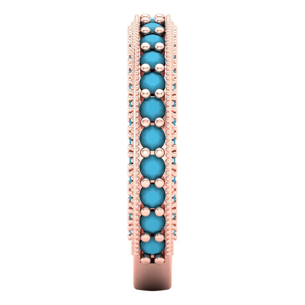 1.44 cttw Simulated Turquoise Round Cut Rose Gold Eternity Wedding Band