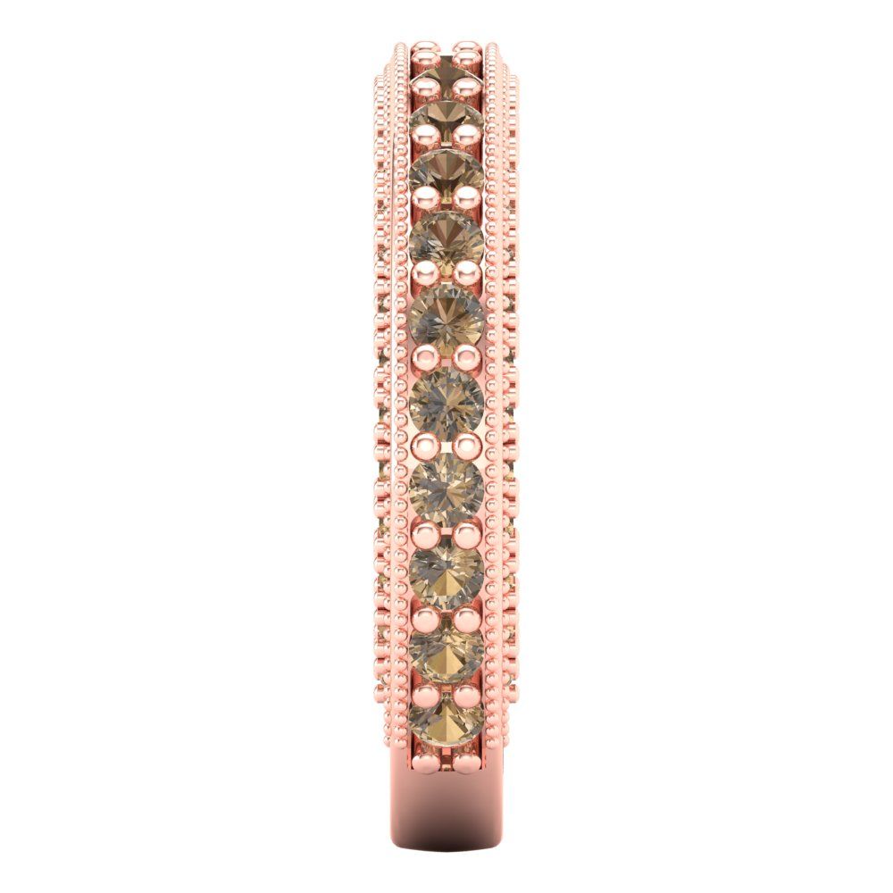1.44 cttw Simulated Champagne Diamond Round Cut Rose Gold Eternity Wedding Band