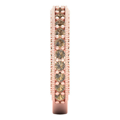1.44 cttw Simulated Champagne Diamond Round Cut Rose Gold Eternity Wedding Band