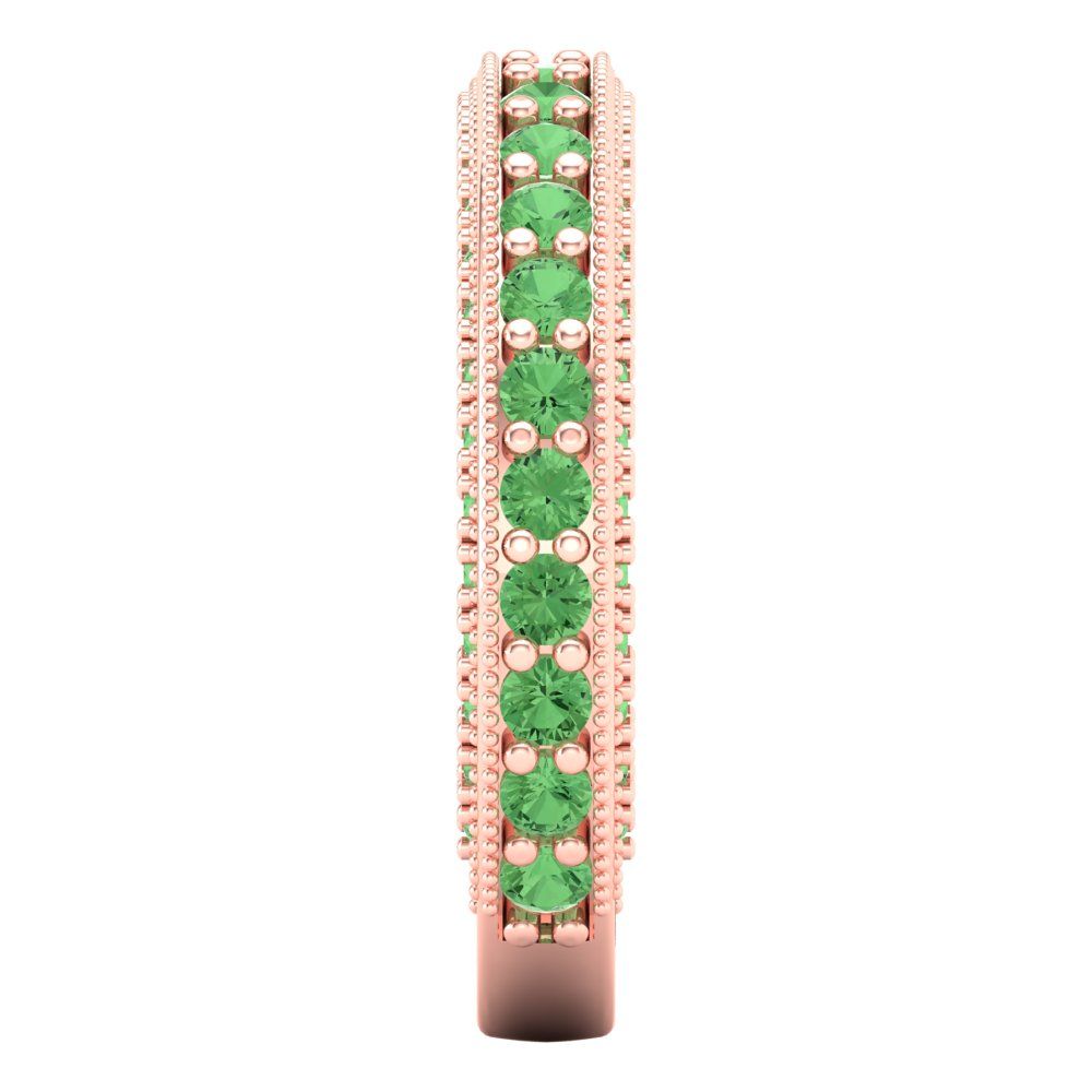 1.44 cttw Simulated Green Diamond Round Cut Rose Gold Eternity Wedding Band