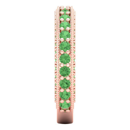 1.44 cttw Simulated Green Diamond Round Cut Rose Gold Eternity Wedding Band