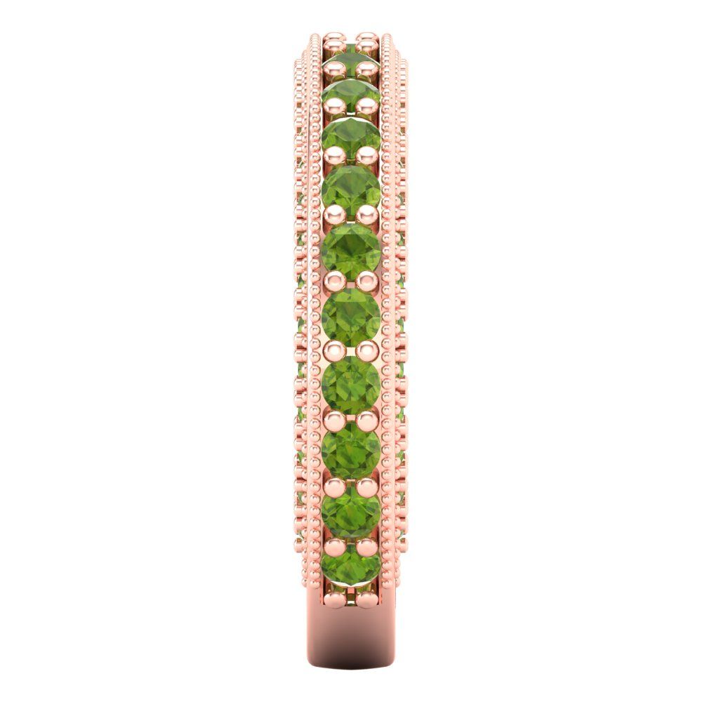 1.44 cttw Natural Peridot Round Cut Rose Gold Eternity Wedding Band