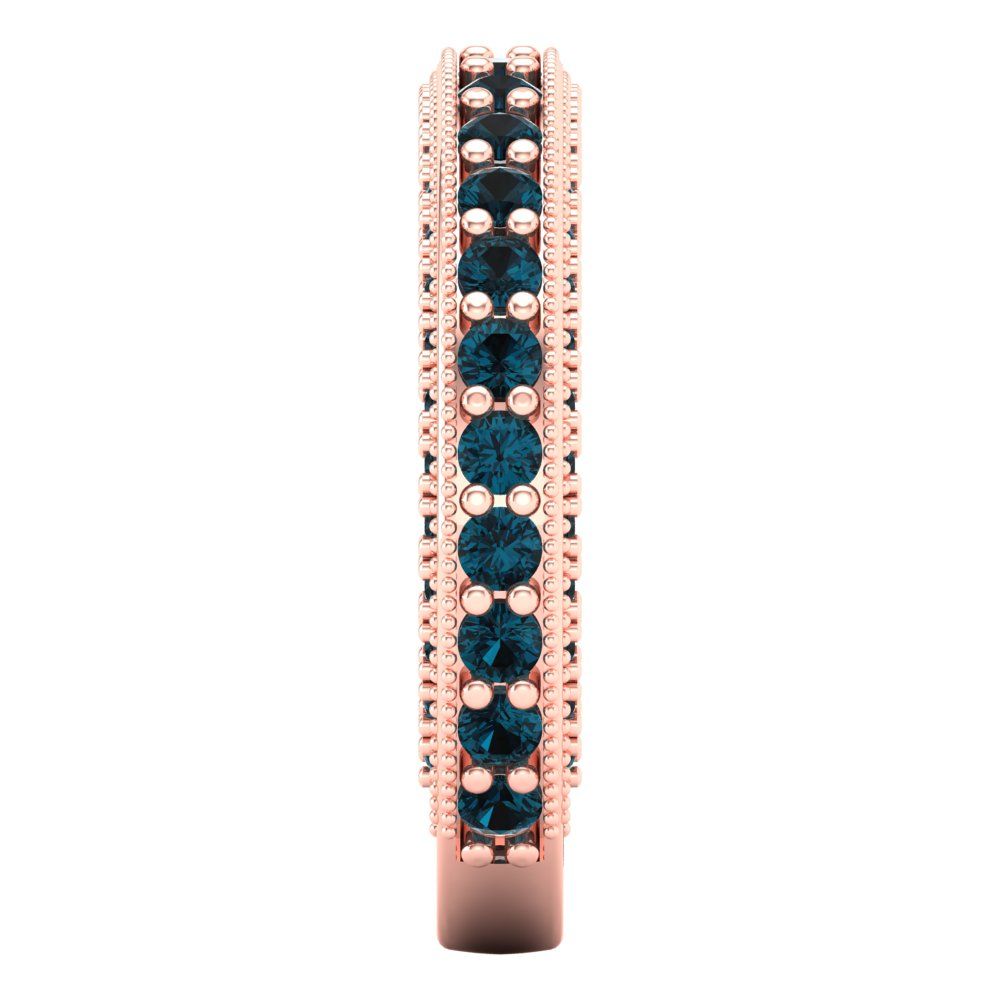 1.44 cttw Natural London Blue Topaz Round Cut Rose Gold Eternity Wedding Band