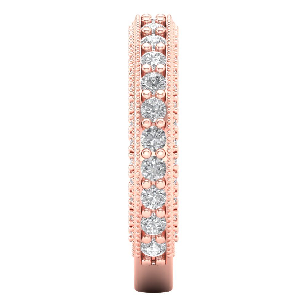 1.44 cttw Simulated Diamond Round Cut Rose Gold Eternity Wedding Band