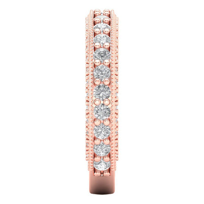 1.44 cttw Simulated Diamond Round Cut Rose Gold Eternity Wedding Band