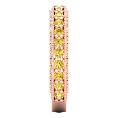 1.44 cttw Natural Citrine Round Cut Rose Gold Eternity Wedding Band