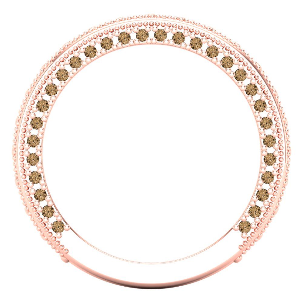 1.44 cttw Simulated Champagne Diamond Round Cut Rose Gold Eternity Wedding Band