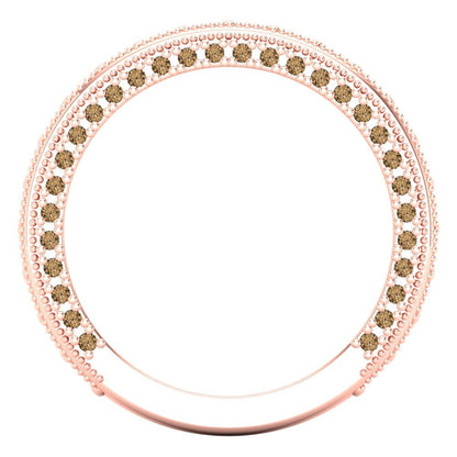 1.44 cttw Simulated Champagne Diamond Round Cut Rose Gold Eternity Wedding Band