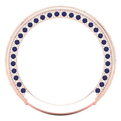 1.44 cttw Simulated Tanzanite Round Cut Rose Gold Eternity Wedding Band