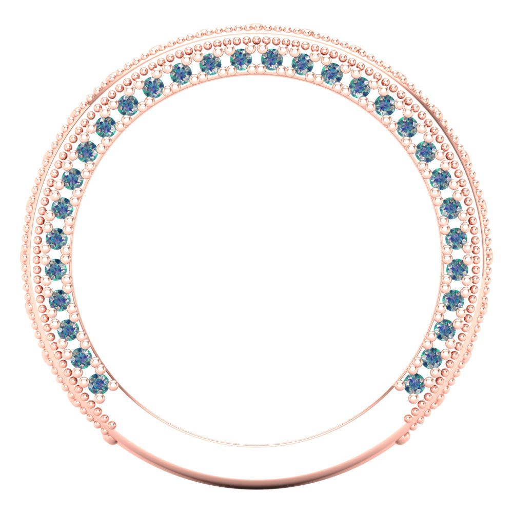 1.44 cttw Blue Moissanite Round Cut Rose Gold Eternity Wedding Band