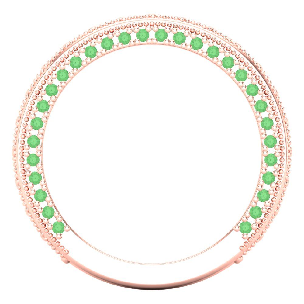 1.44 cttw Simulated Green Diamond Round Cut Rose Gold Eternity Wedding Band