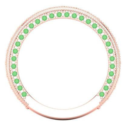 1.44 cttw Simulated Green Diamond Round Cut Rose Gold Eternity Wedding Band