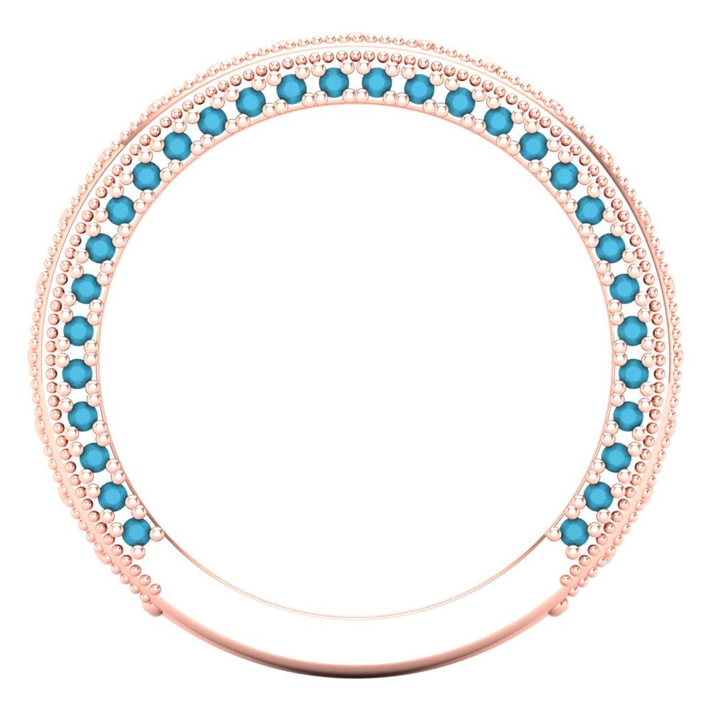 1.44 cttw Simulated Turquoise Round Cut Rose Gold Eternity Wedding Band