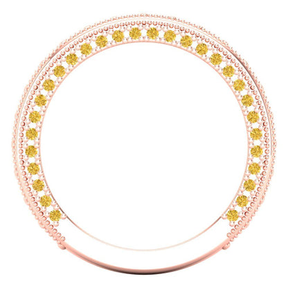 1.44 cttw Natural Citrine Round Cut Rose Gold Eternity Wedding Band