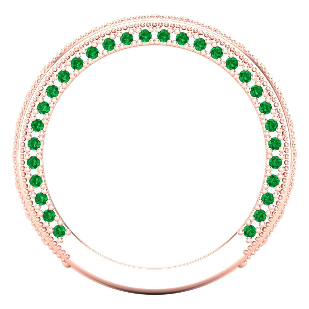 1.44 cttw Simulated Emerald Round Cut Rose Gold Eternity Wedding Band
