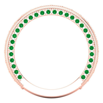 1.44 cttw Simulated Emerald Round Cut Rose Gold Eternity Wedding Band