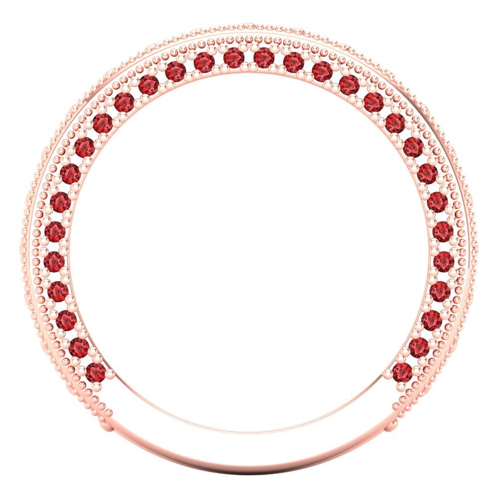 1.44 cttw Natural Garnet Round Cut Rose Gold Eternity Wedding Band