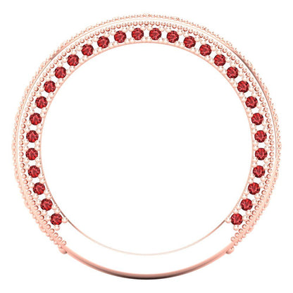 1.44 cttw Natural Garnet Round Cut Rose Gold Eternity Wedding Band