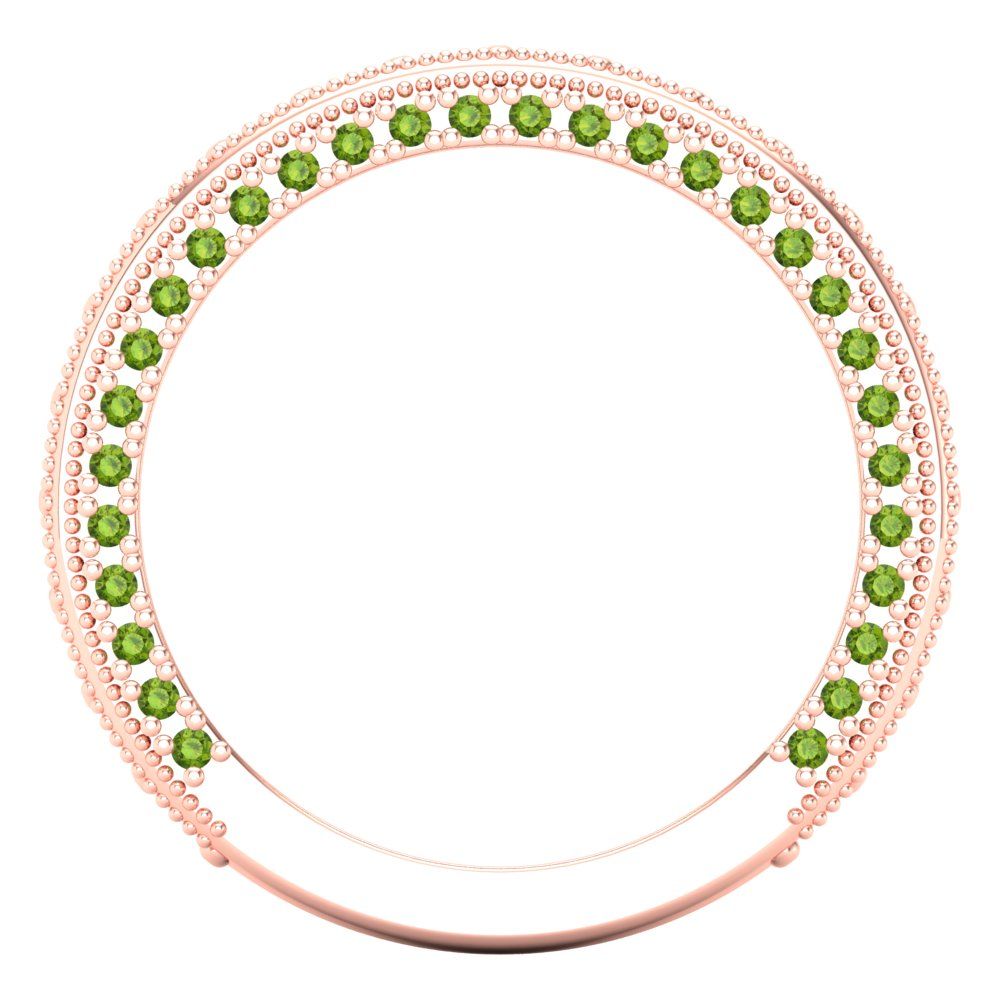 1.44 cttw Natural Peridot Round Cut Rose Gold Eternity Wedding Band