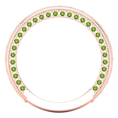 1.44 cttw Natural Peridot Round Cut Rose Gold Eternity Wedding Band