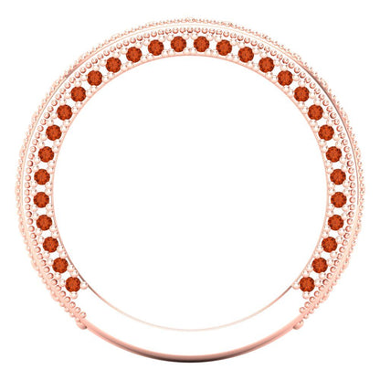 1.44 cttw Simulated Red Diamond Round Cut Rose Gold Eternity Wedding Band