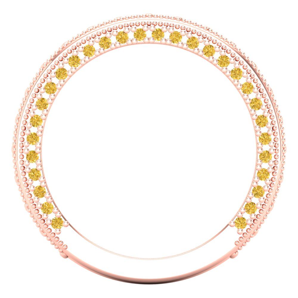 1.44 cttw Simulated Yellow Diamond Round Cut Rose Gold Eternity Wedding Band