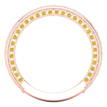 1.44 cttw Simulated Yellow Diamond Round Cut Rose Gold Eternity Wedding Band