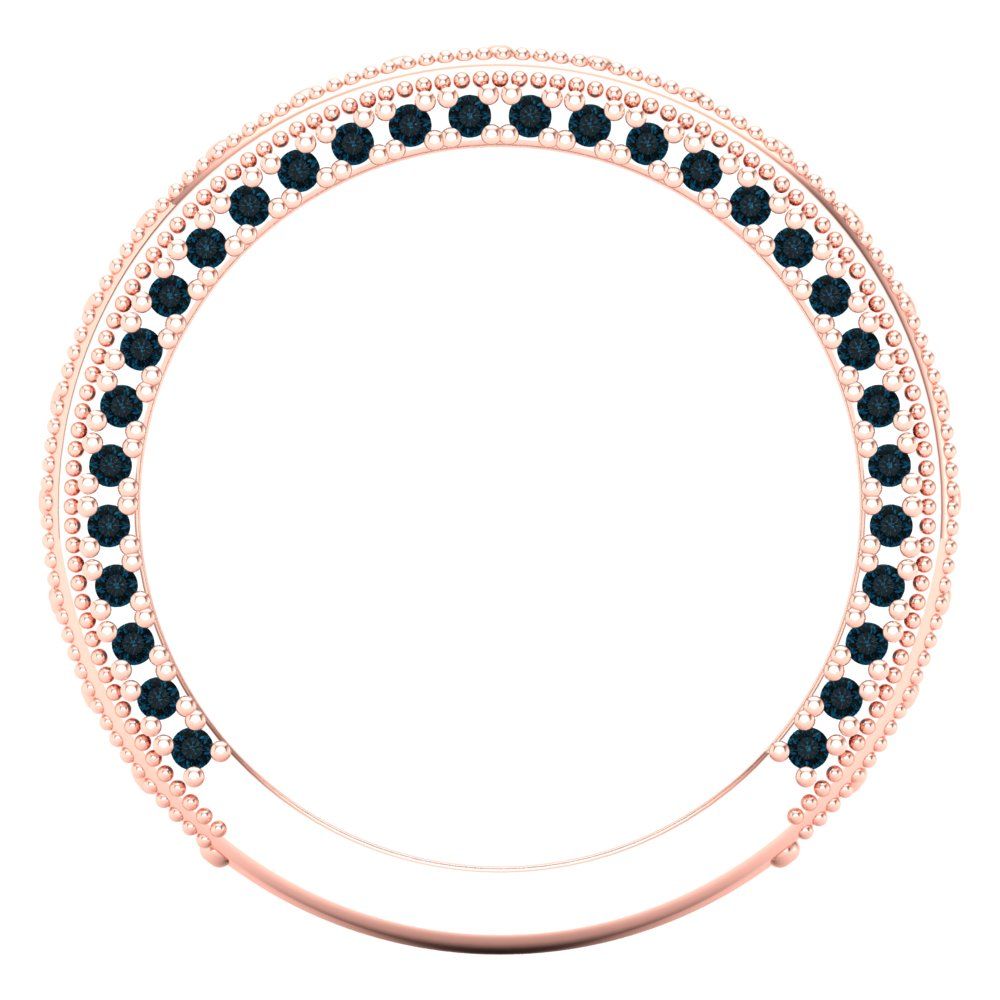 1.44 cttw Natural London Blue Topaz Round Cut Rose Gold Eternity Wedding Band