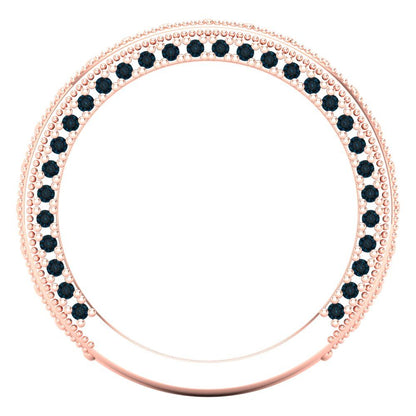 1.44 cttw Natural London Blue Topaz Round Cut Rose Gold Eternity Wedding Band
