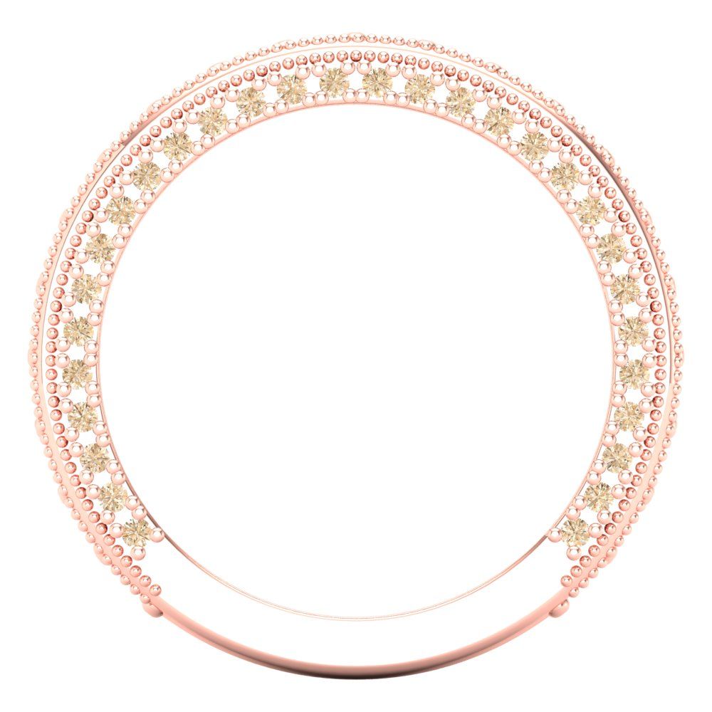 1.44 cttw Natural Morganite Round Cut Rose Gold Eternity Wedding Band