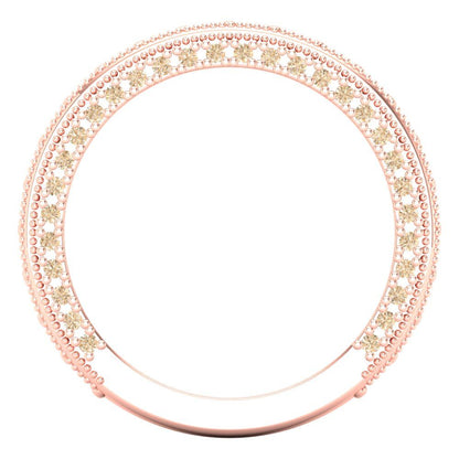 1.44 cttw Natural Morganite Round Cut Rose Gold Eternity Wedding Band