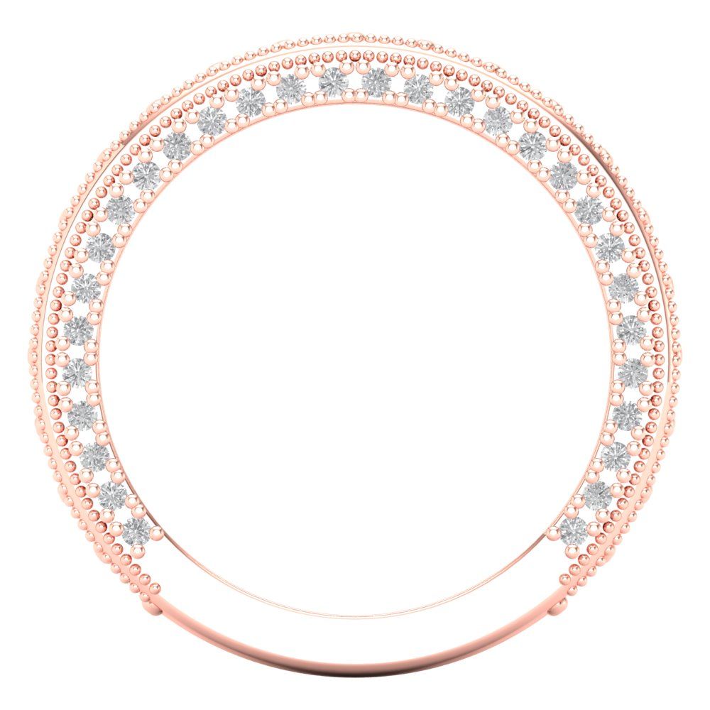 1.44 cttw White Sapphire Round Cut Rose Gold Eternity Wedding Band
