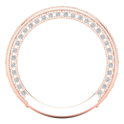 1.44 cttw White Sapphire Round Cut Rose Gold Eternity Wedding Band