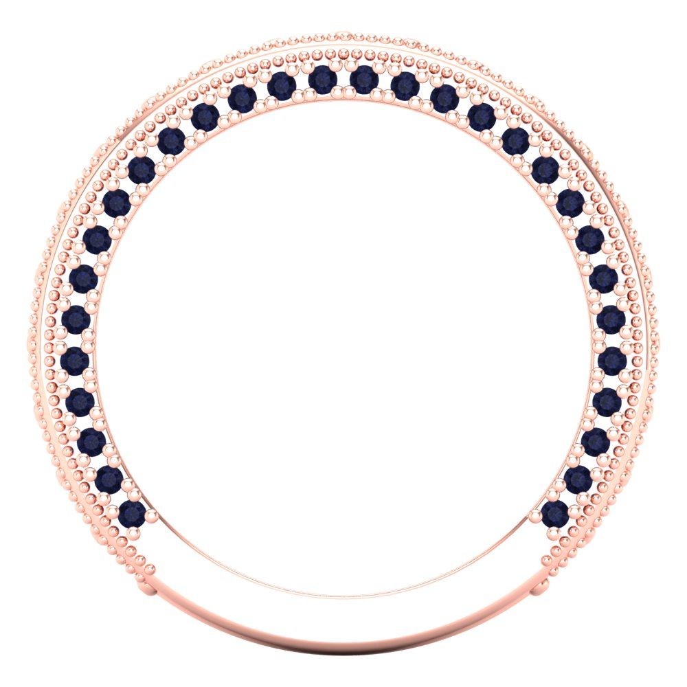 1.44 cttw Simulated Blue Sapphire Round Cut Rose Gold Eternity Wedding Band