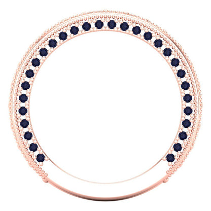 1.44 cttw Simulated Blue Sapphire Round Cut Rose Gold Eternity Wedding Band