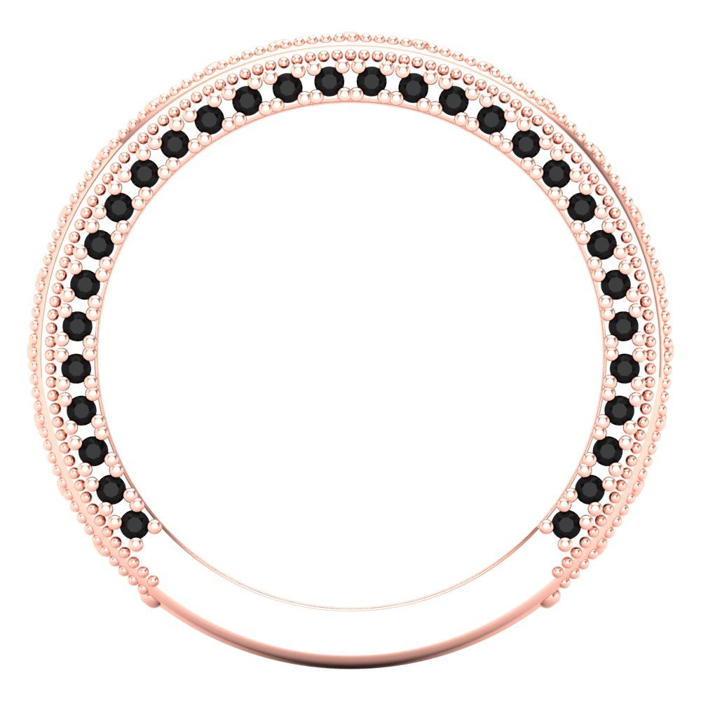 1.44 cttw Natural Onyx Round Cut Rose Gold Eternity Wedding Band