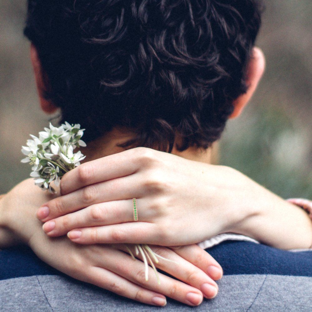 1.44 cttw Simulated Green Diamond Round Cut Rose Gold Eternity Wedding Band