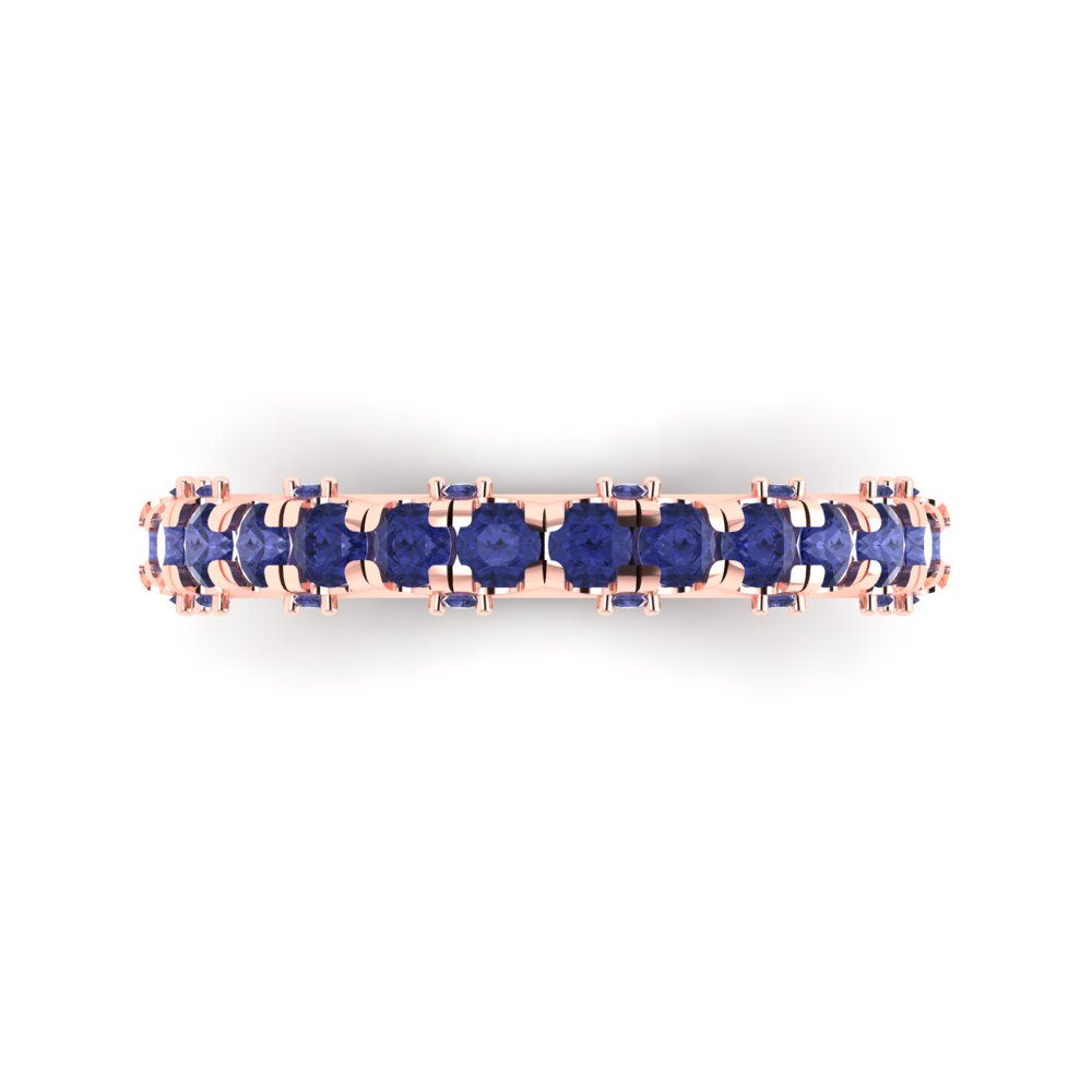 3.13 cttw Simulated Tanzanite Round Cut Rose Gold Eternity Wedding Band