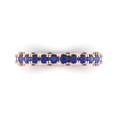 3.13 cttw Simulated Tanzanite Round Cut Rose Gold Eternity Wedding Band