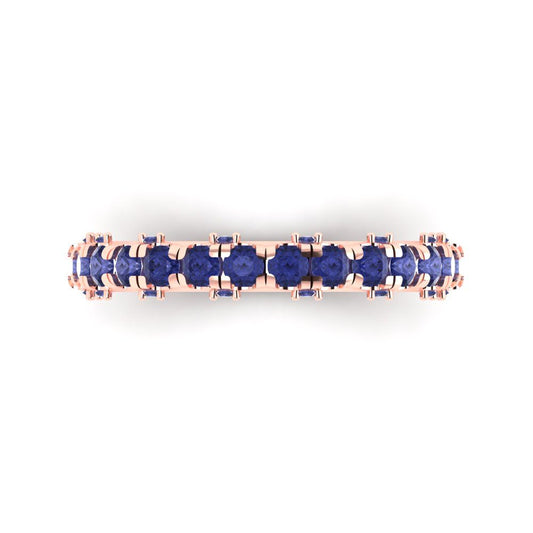 3.13 cttw Simulated Tanzanite Round Cut Rose Gold Eternity Wedding Band