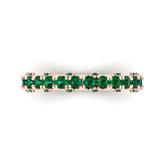 3.13 cttw Simulated Emerald Round Cut Rose Gold Eternity Wedding Band