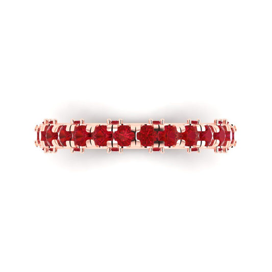 3.13 cttw Simulated Ruby Round Cut Rose Gold Eternity Wedding Band