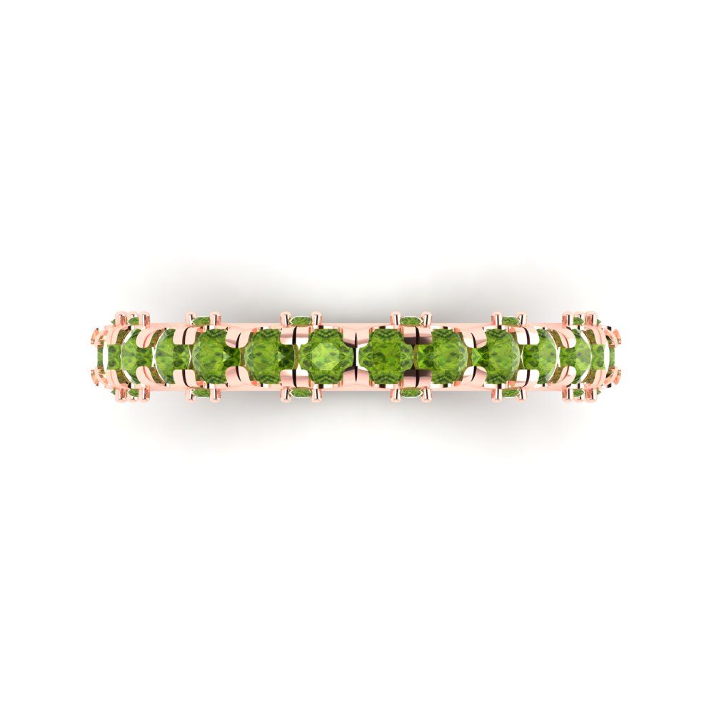 3.13 cttw Natural Peridot Round Cut Rose Gold Eternity Wedding Band
