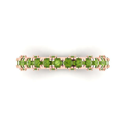 3.13 cttw Natural Peridot Round Cut Rose Gold Eternity Wedding Band