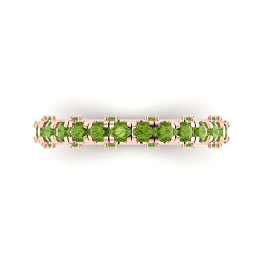 3.13 cttw Natural Peridot Round Cut Rose Gold Eternity Wedding Band