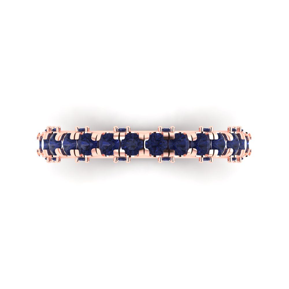 3.13 cttw Simulated Blue Sapphire Round Cut Rose Gold Eternity Wedding Band