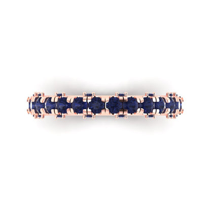 3.13 cttw Simulated Blue Sapphire Round Cut Rose Gold Eternity Wedding Band